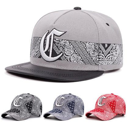 Gothic C Embroidered Flat Brim Baseball Hat