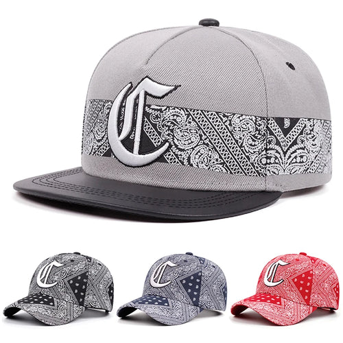 Gothic C Embroidered Flat Brim Baseball Hat