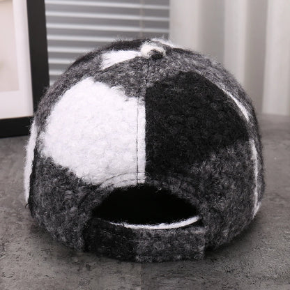 Plaid Adjustable Casual Baseball Cap Versatile Windproof Black White