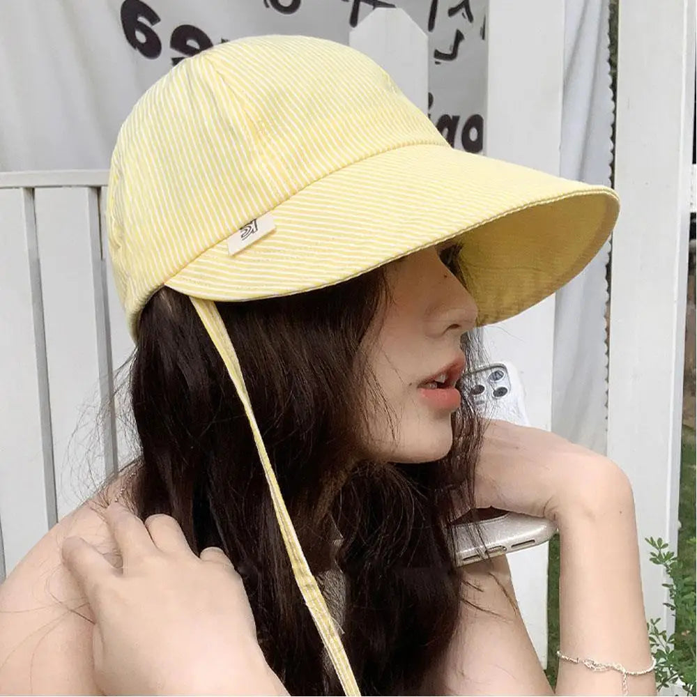Wide Brim Stripe Sun Bucket Hat