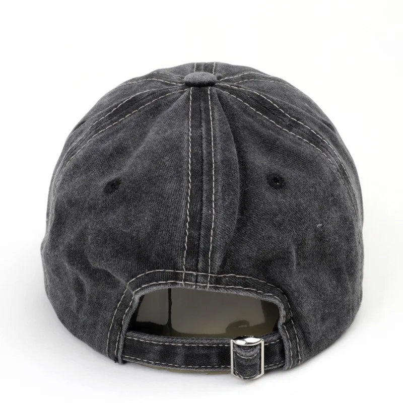 Vintage Letter Embroidered Washed Cotton Baseball Cap