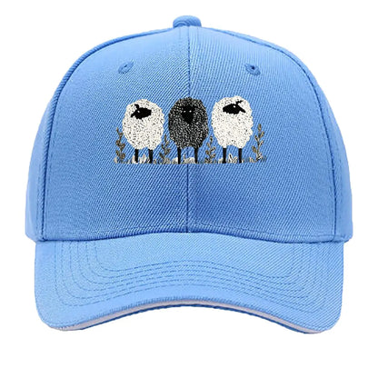 Vintage Three Lambs Print Adjustable Baseball Cap
