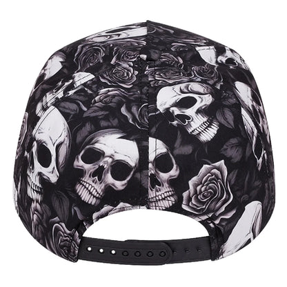 Skeleton Print Snapback Hat Unisex