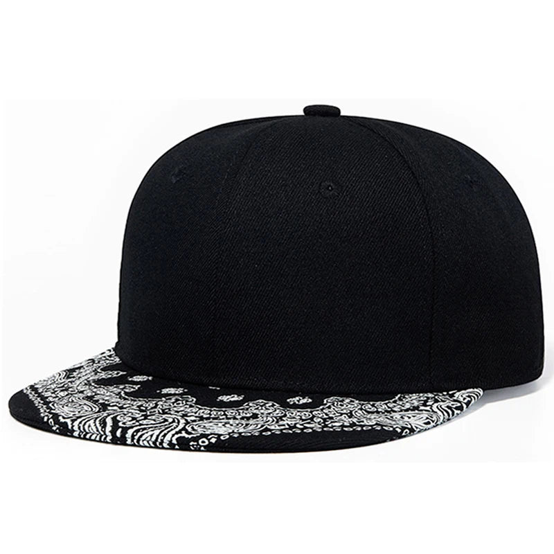 Unisex Paisley Printed Flat Brim Baseball Cap