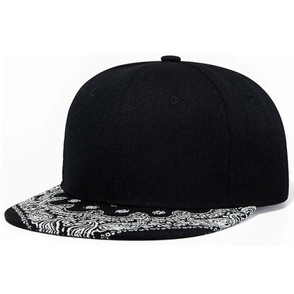 Unisex Paisley Printed Flat Brim Baseball Cap