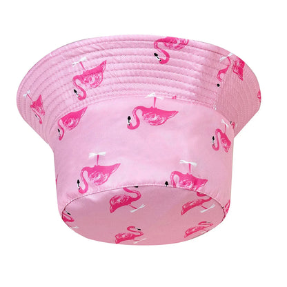 Cartoon Flamingo Print Reversible Bucket Hat