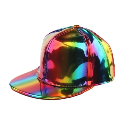 Fashion PU Rainbow Color Changing Hiphop Baseball Cap