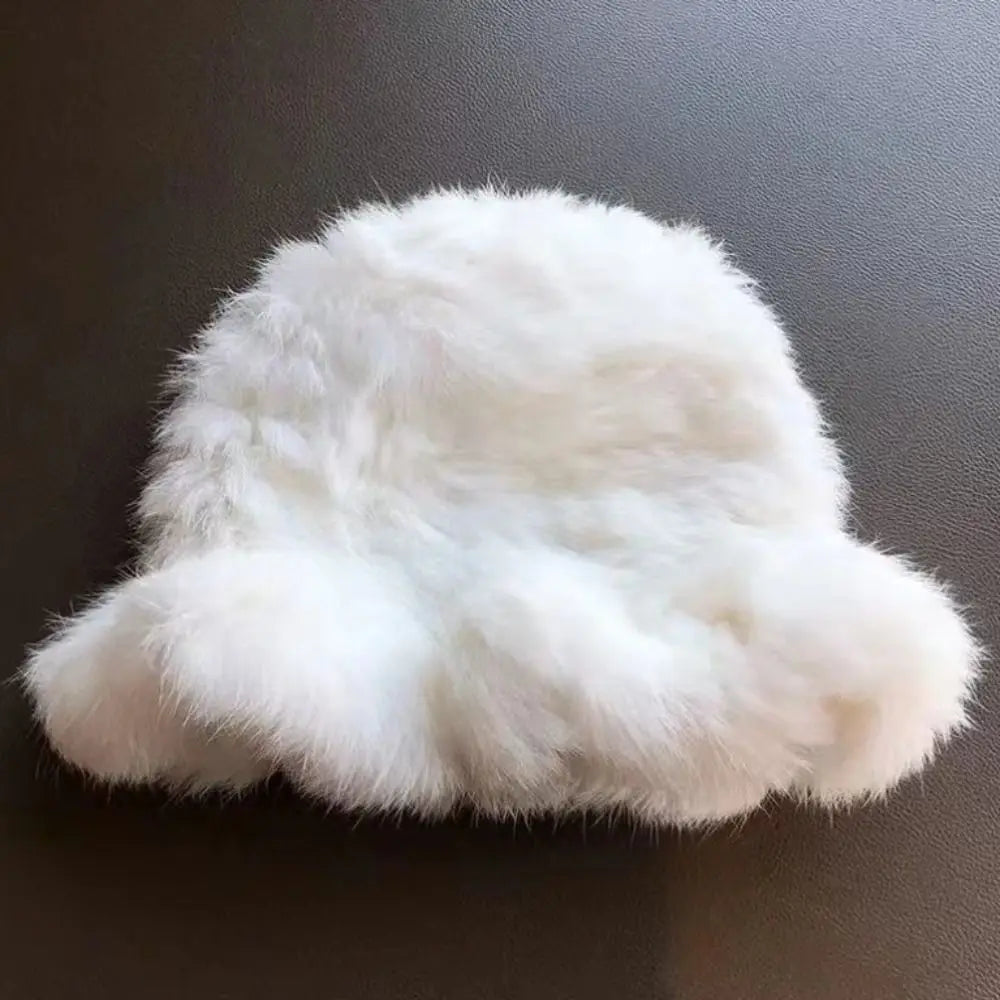 Rabbit Fur Windproof Winter Bucket Hat