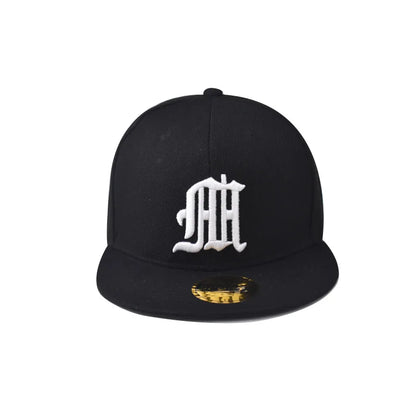 Unisex HH Letter Embroidery Flat Brim Hip Hop Cap