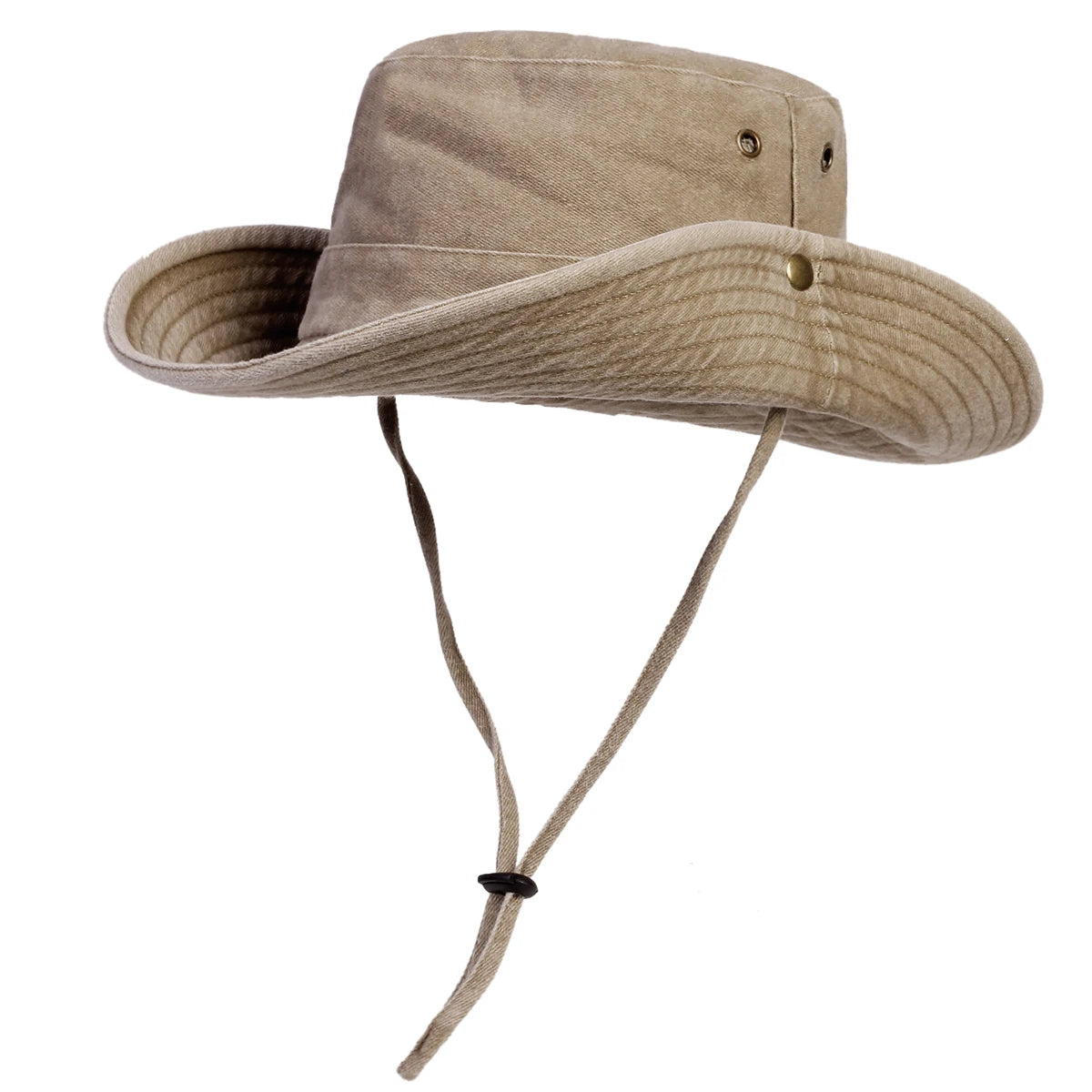 Men’s Solid Color Washed Big Eaved Outdoor Bucket Hat