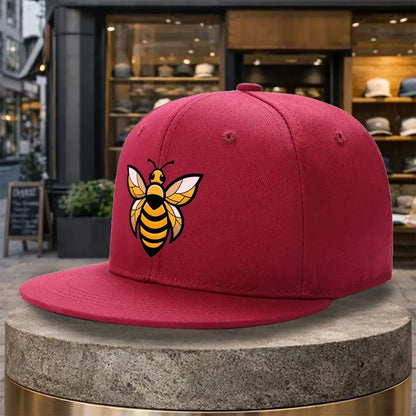 Bee Graphic Flat Brim Street Snapback Cap