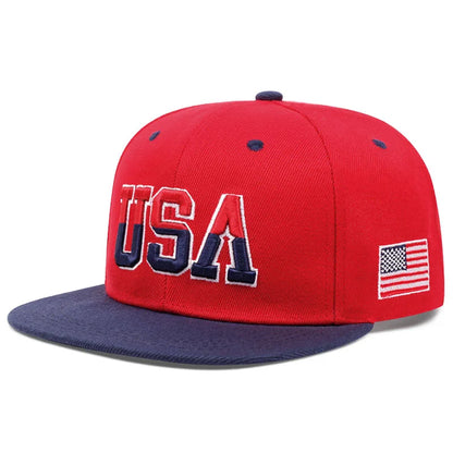 USA Embroidered Flat Brim Baseball Hat
