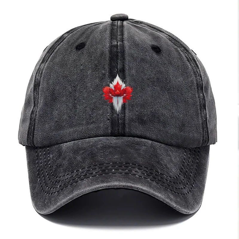 Vintage Washed Cotton Red Maple Leaf Baseball Cap
