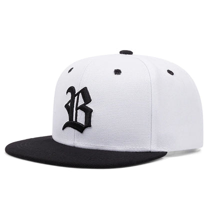 Unisex Letter B Gothic Embroidery Flat Brim Hip Hop Baseball Cap