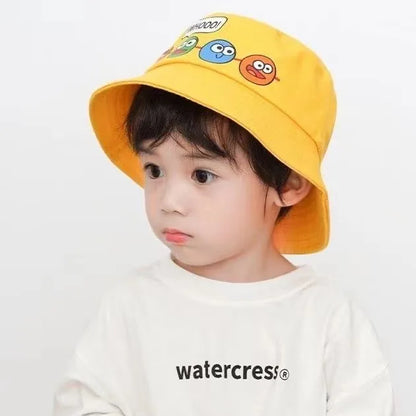 Kids Cartoon Windproof Rope Bucket Hat