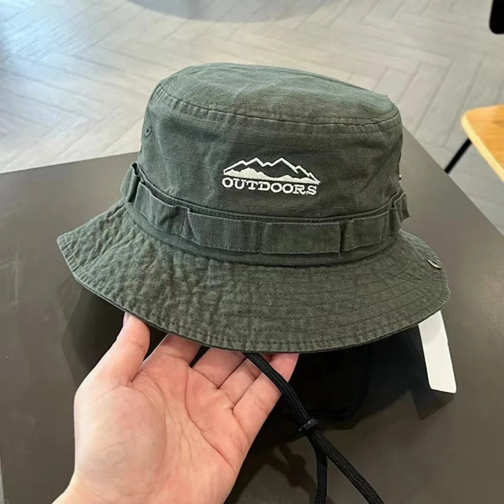 Fashion Mountain Embroidery Sun Protection Bucket Hat