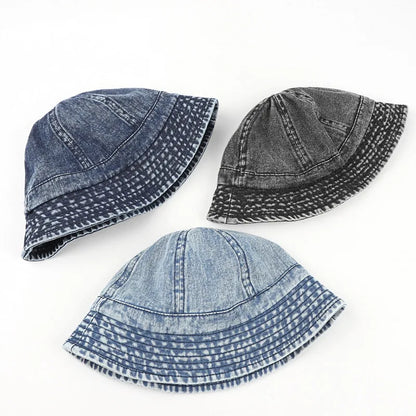 Washed Denim Bucket Hat Women Fisherman's Hat