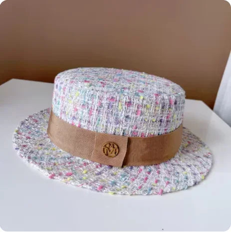 Xiao Xiang Pearl Tweed Flat Top Bucket Hat