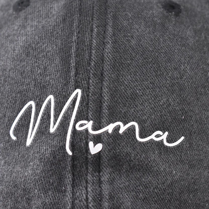 Spring Summer MAMA Embroidery Washed Cotton Baseball Cap