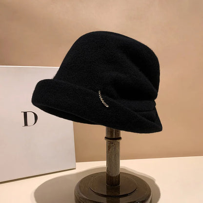 Women's Wool Slouchy Chain Decor Hat