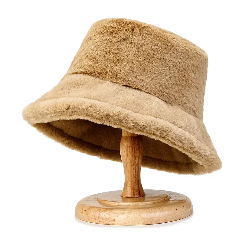 Korean Lamb Faux Fur Bucket Hat