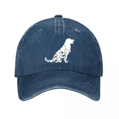 Vintage Washed Cotton Dog Pattern Baseball Cap