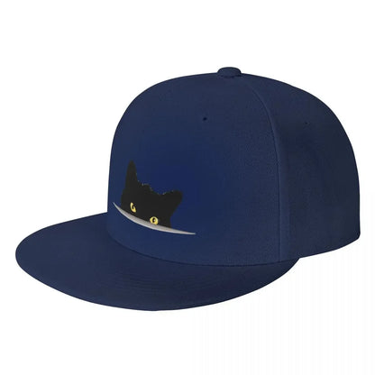 Black Cat Peeking Breathable Snapback Cap