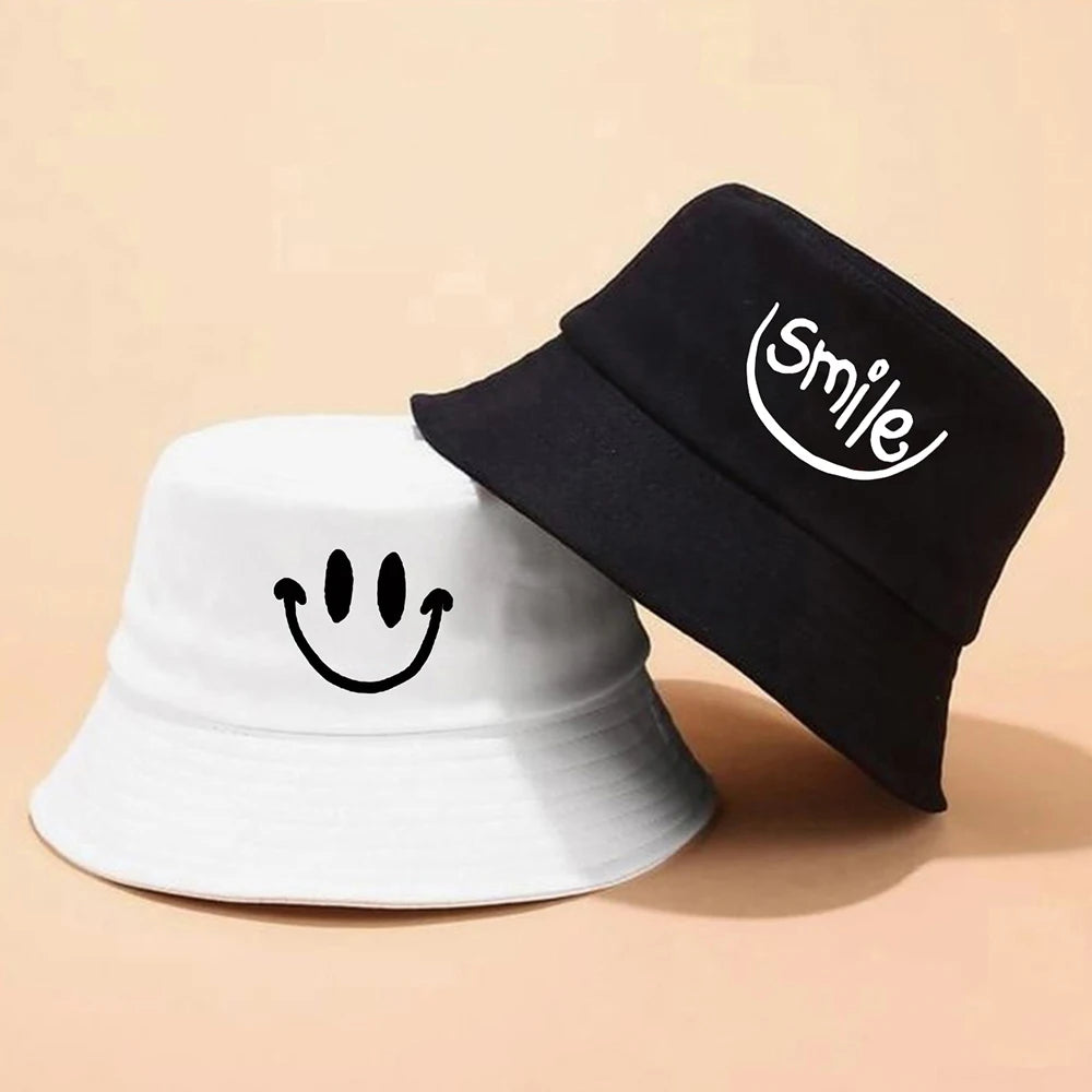 Unisex Smile Face Print Bucket Hat
