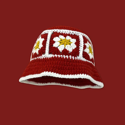 New Korean Handmade Crochet Flower Bucket Hat