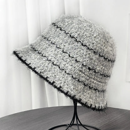 Plush Striped Winter Bucket Hat