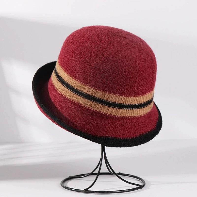 Rolled-Brim Women's Winter Bucket Hat