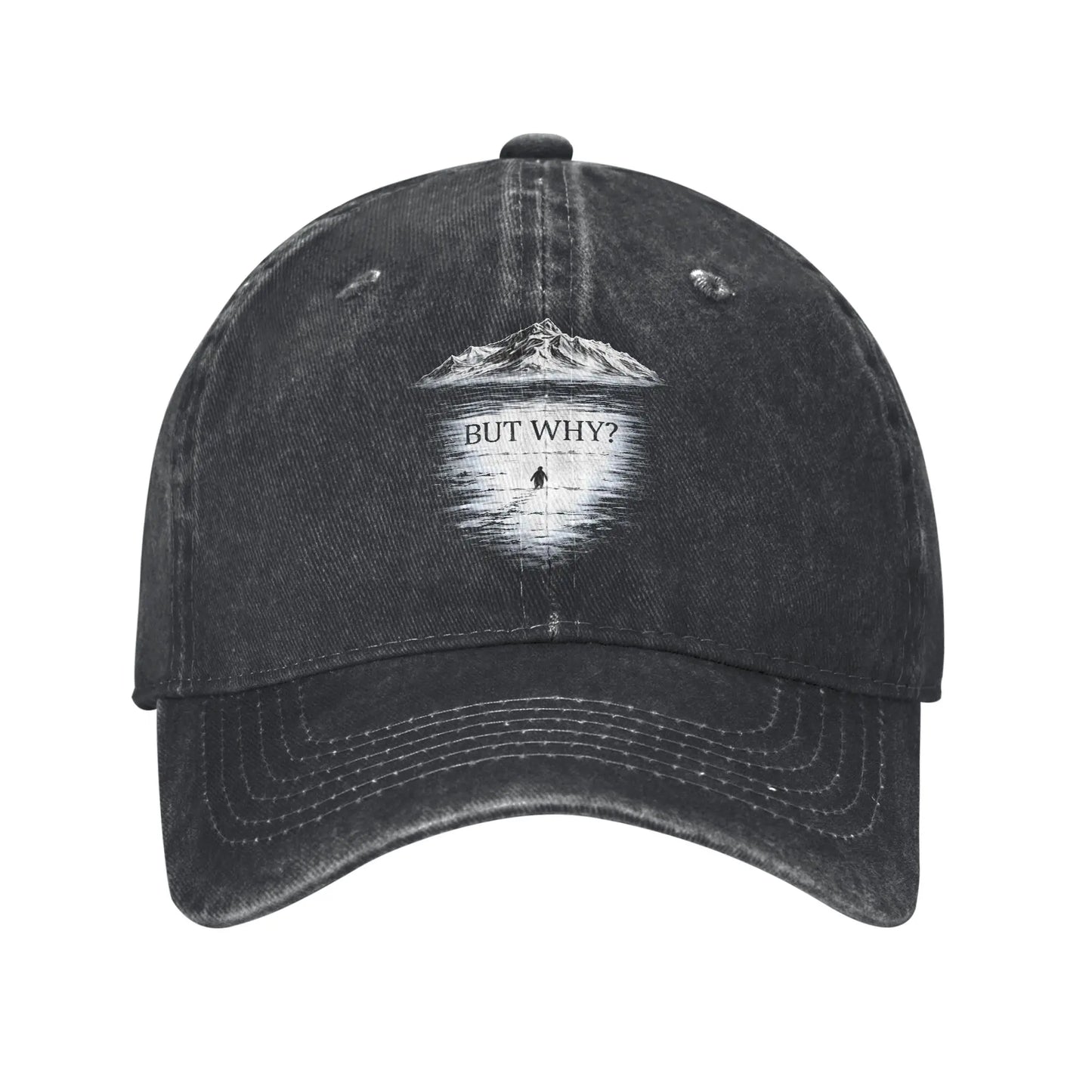 Vintage Distressed Penguin "But Why" Baseball Cap