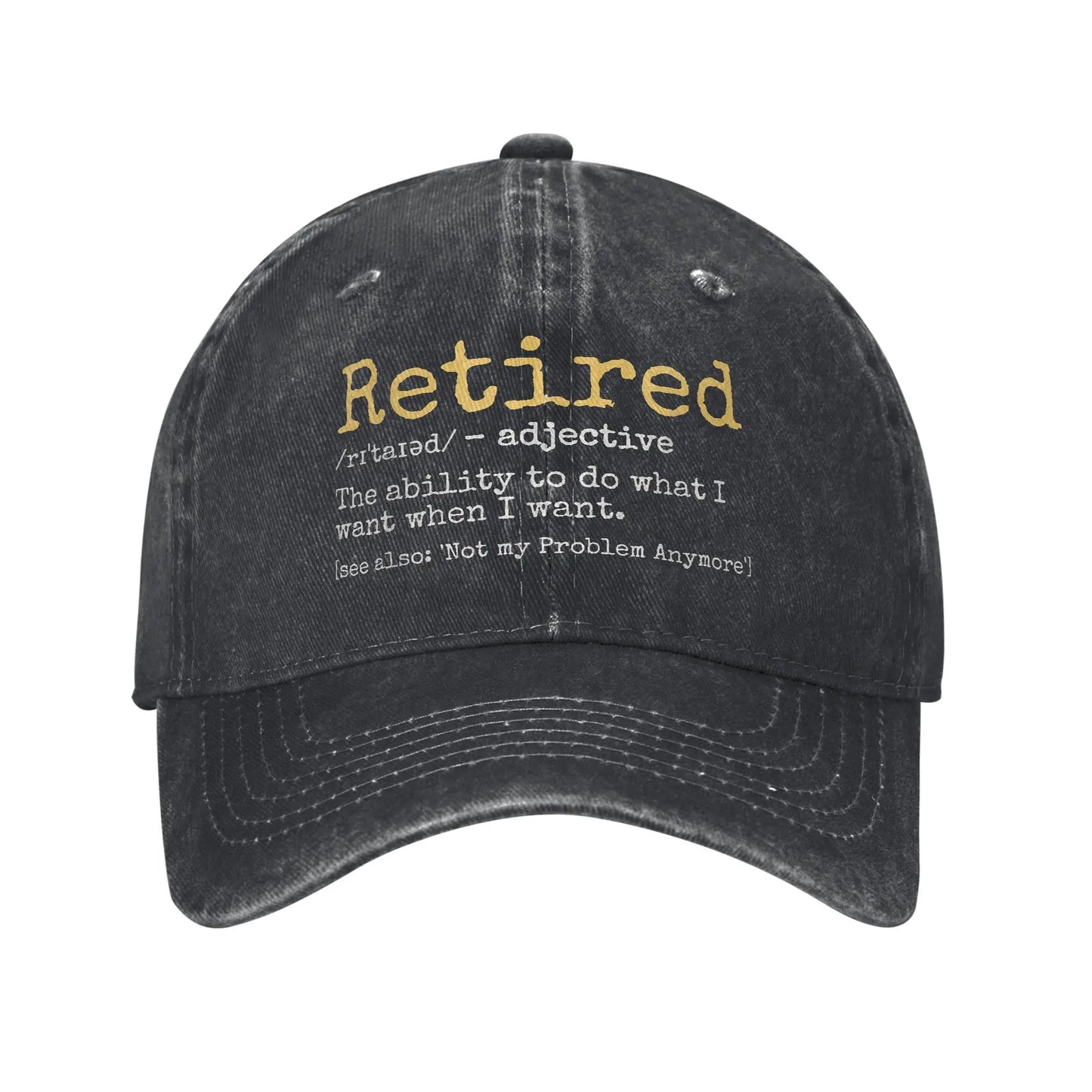 Retired Definition Funny Retirement Distressed Baseball Cap