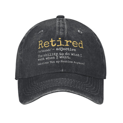 Retired Definition Funny Retirement Distressed Baseball Cap