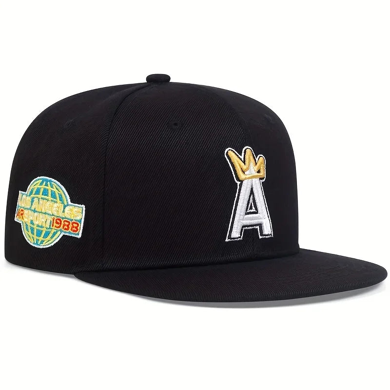 A Letter Crown Embroidery Snapback Cap
