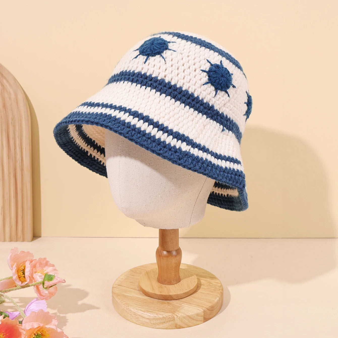 Handmade Sunflower Knitted Bucket Hat