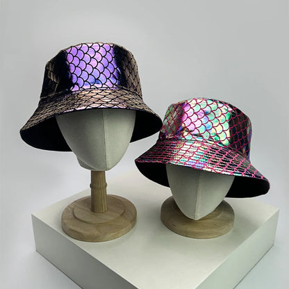Shiny PU Leather Colorful Bucket Hats