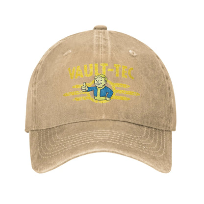 Vault Tec Distressed Denim Snapback Adjustable Baseball Cap