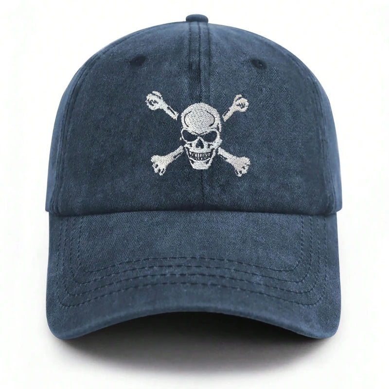 Skull And Crossbones Embroidered Baseball Cap