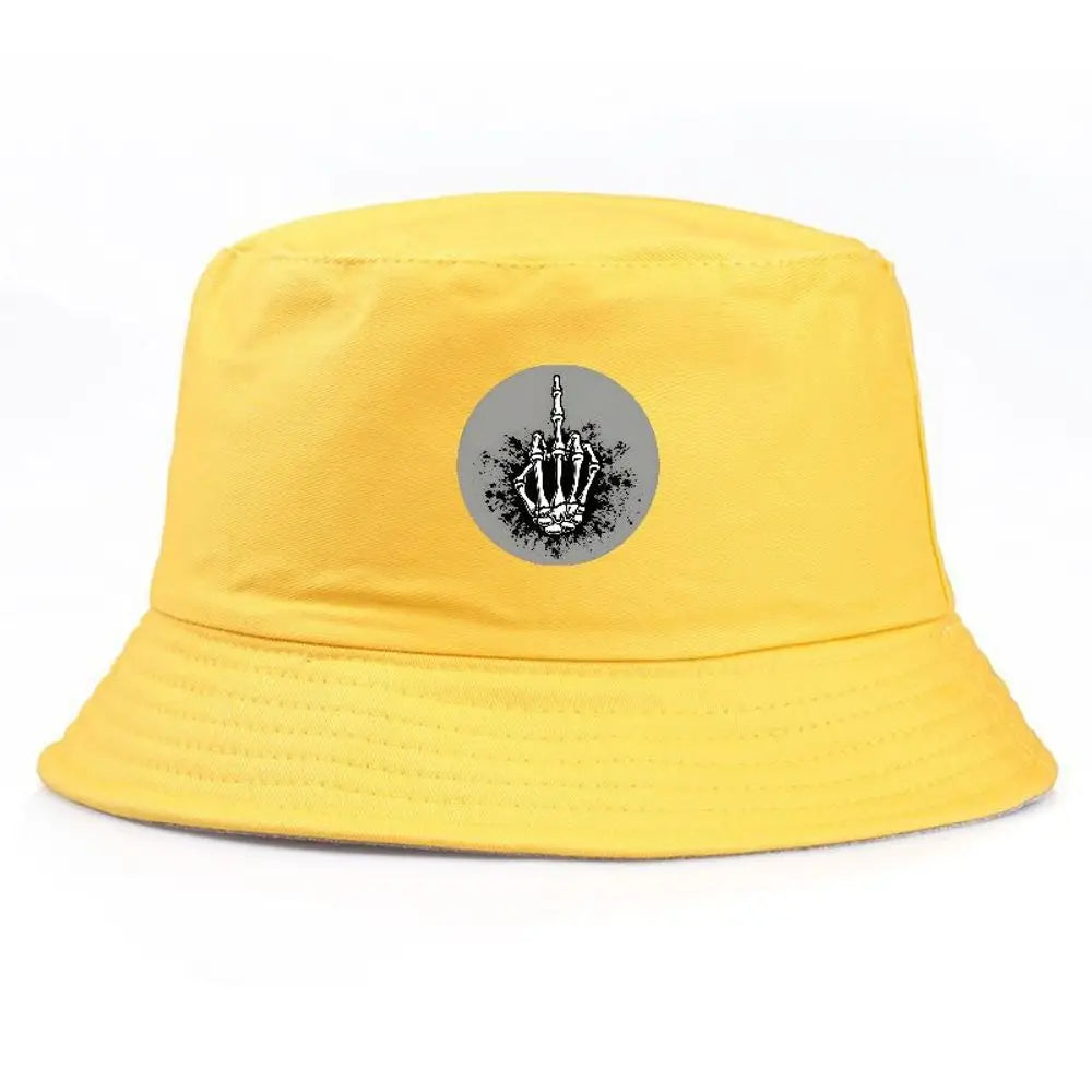 Unisex Hand Gesture Print Cotton Bucket Hat