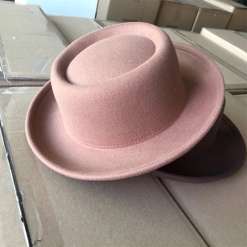 Men Women Autumn Winter Pork Pie Fedora Jazz Hat