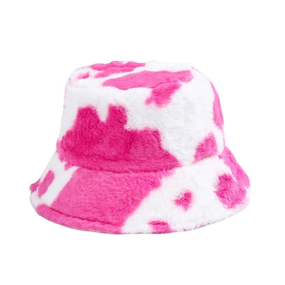 Cow Pattern Plush Bucket Hat
