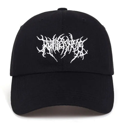 Goth Rock Embroidered Washed Baseball Cap