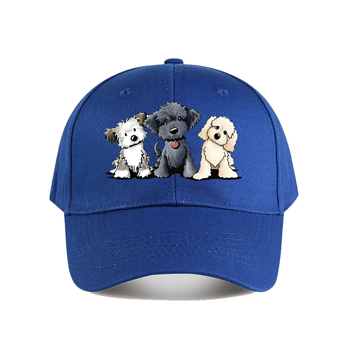 Cute Three Dogs Washed Cotton Snapback Baseball Cap