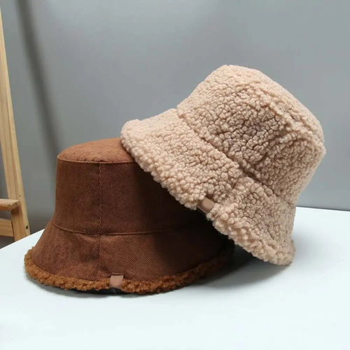 Korean Casual Lamb Wool Winter Bucket Hat
