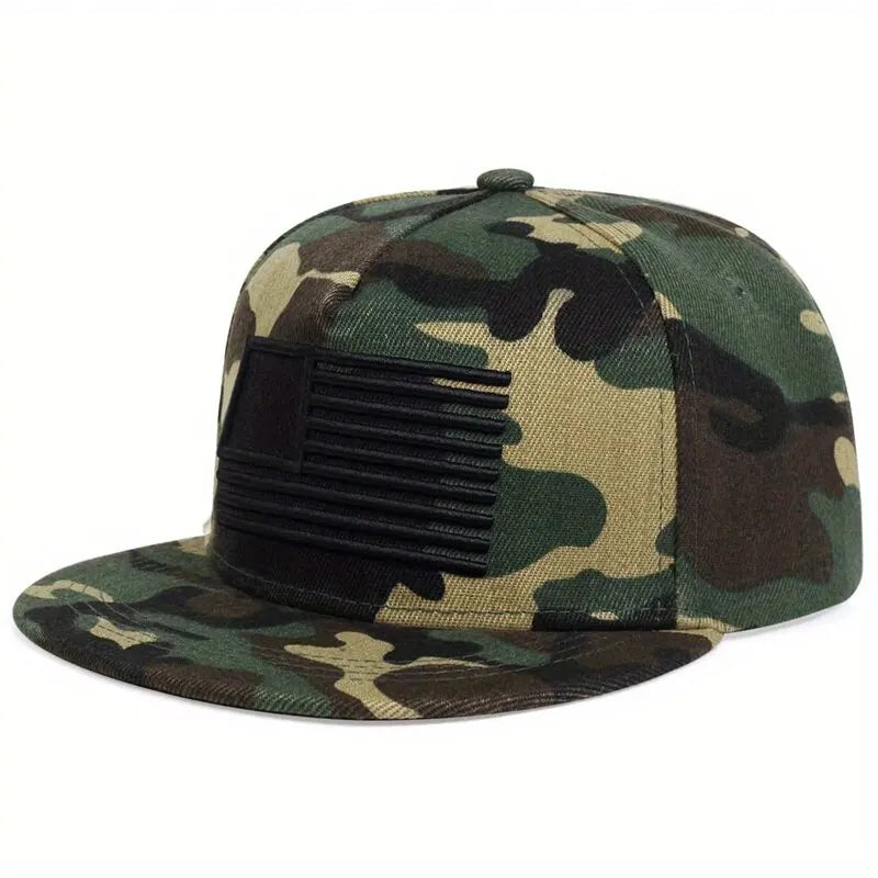 American Flag Embroidery Snapback Cap
