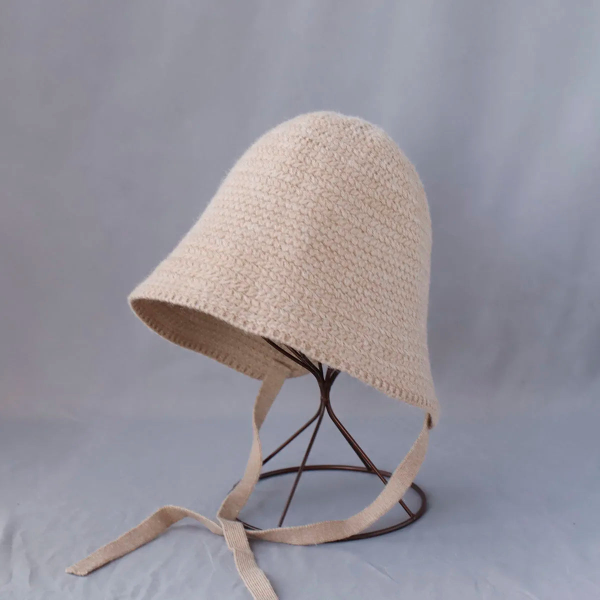 Solid Color Wool Knitted Winter Bucket Hat