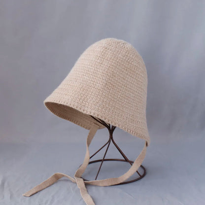 Solid Color Wool Knitted Winter Bucket Hat