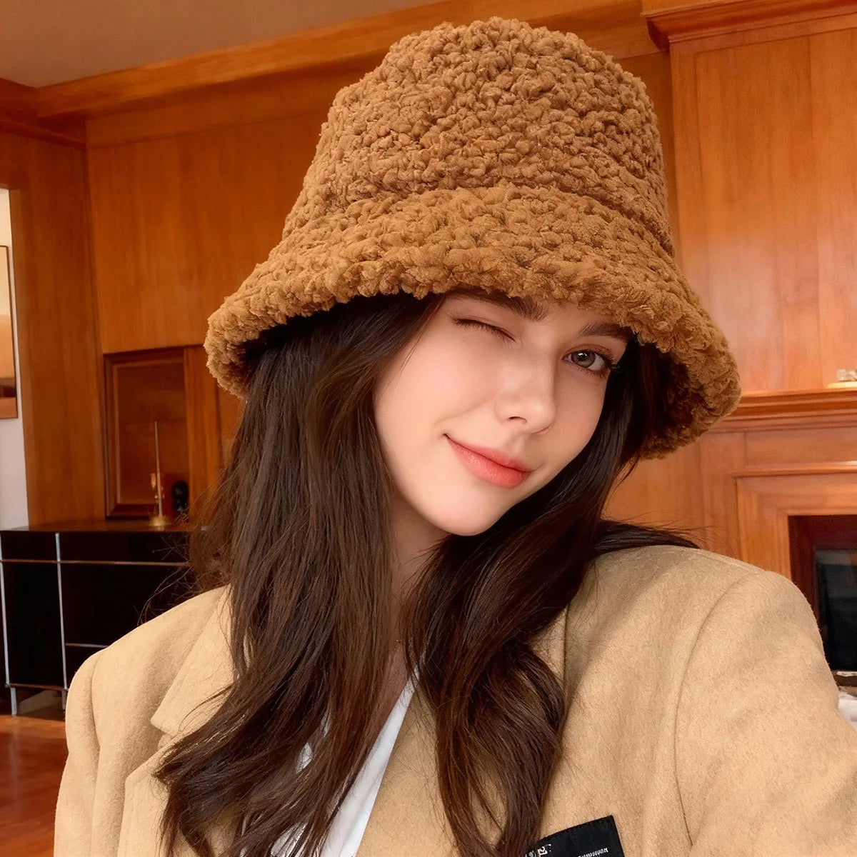 Korean Plush Fleece Lined Bucket Hat