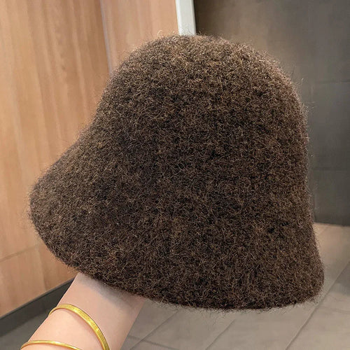 Vintage Wool Foldable Fisherman Bucket Hat Women
